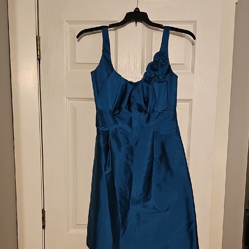 Jim Hjelm Occasions Blue Ruched Scoop Neck Mini Sundress Cocktail Dress